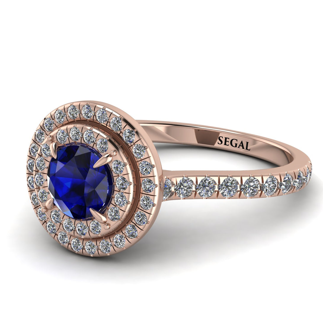 Double Halo Sapphire Ring - Zoey No. 14