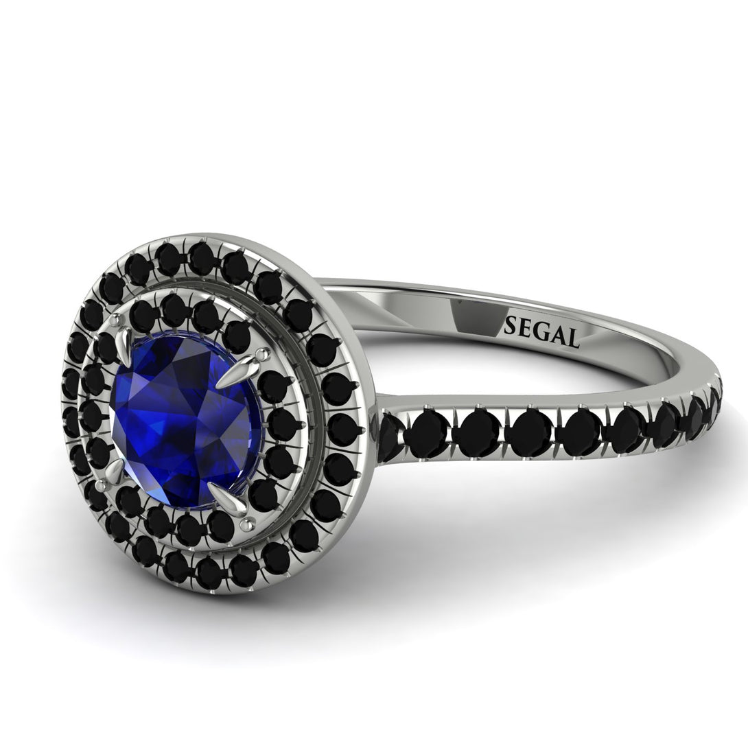 Double Halo Sapphire Ring - Zoey No. 45