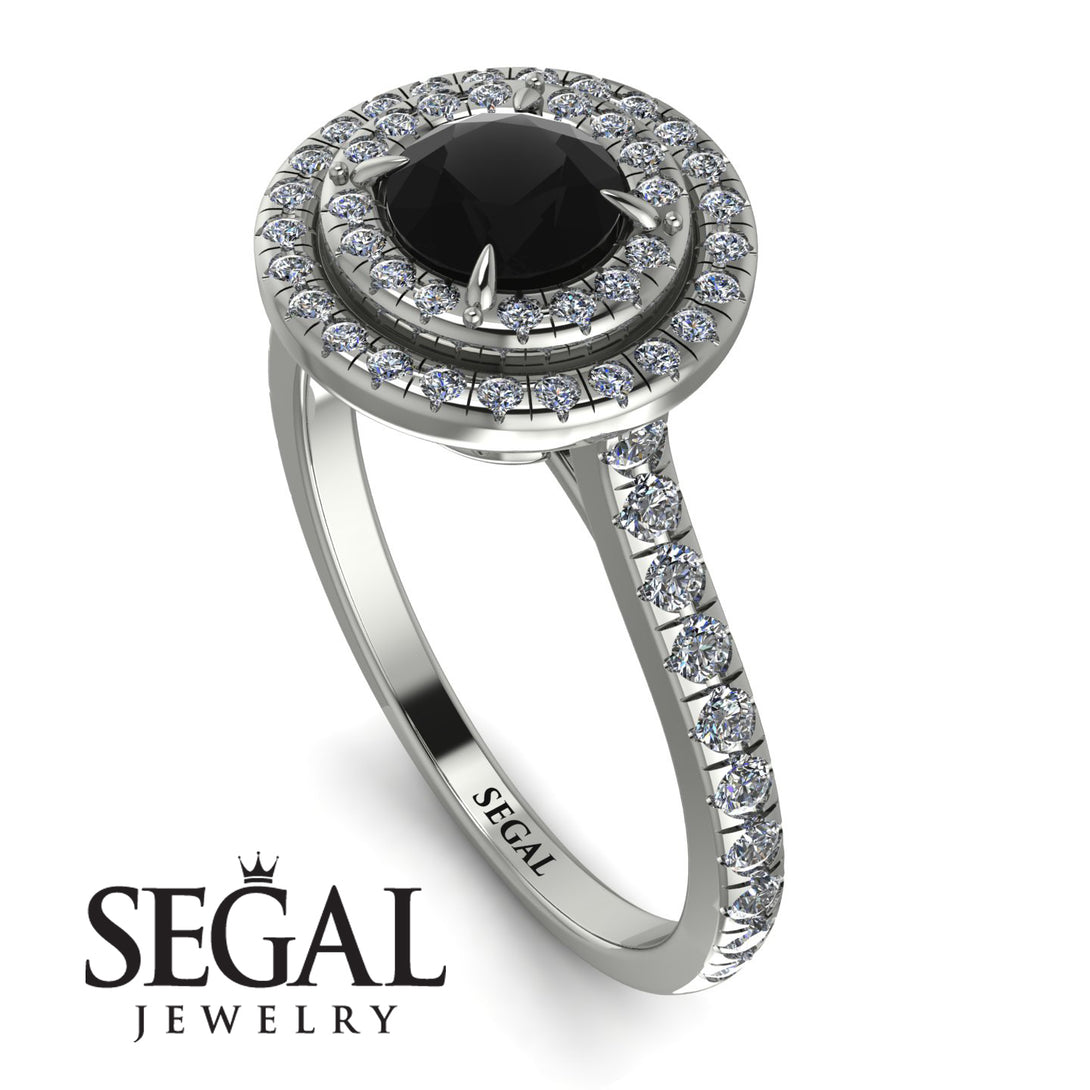 Double Halo Black Diamond Ring - Zoey No. 3