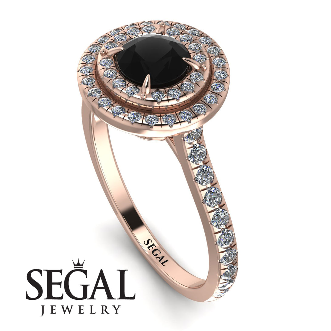 Double Halo Black Diamond Ring - Zoey No. 2