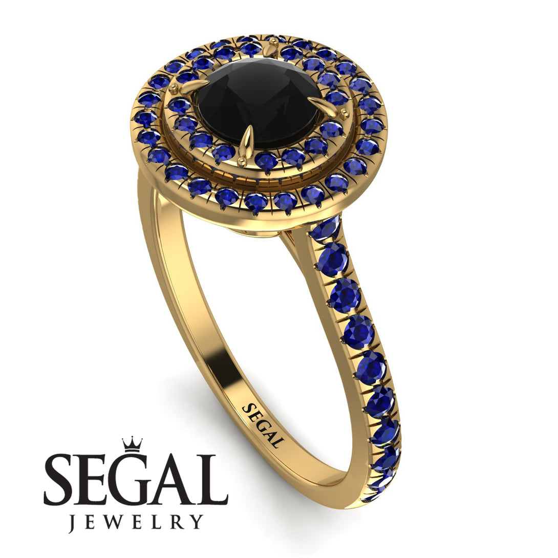 Double Halo Black Diamond Ring - Zoey No. 61