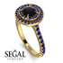 Double Halo Black Diamond Ring - Zoey No. 61