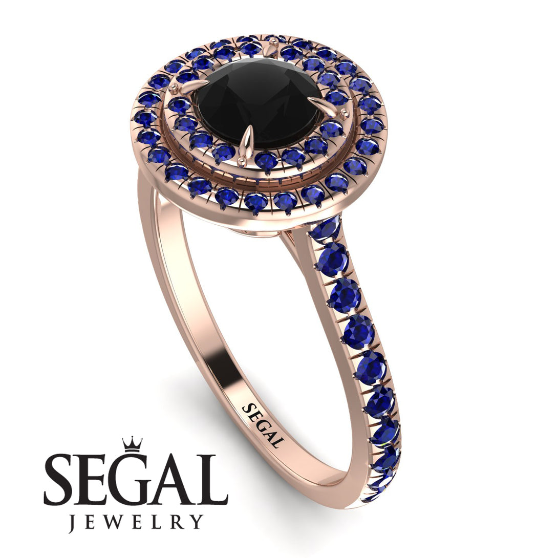 Double Halo Black Diamond Ring - Zoey No. 62