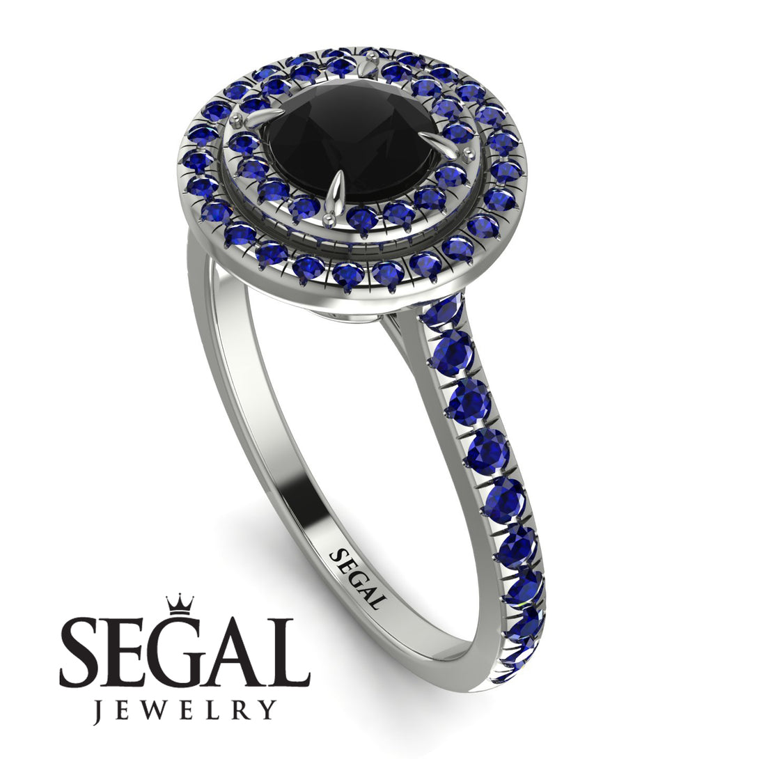 Double Halo Black Diamond Ring - Zoey No. 63
