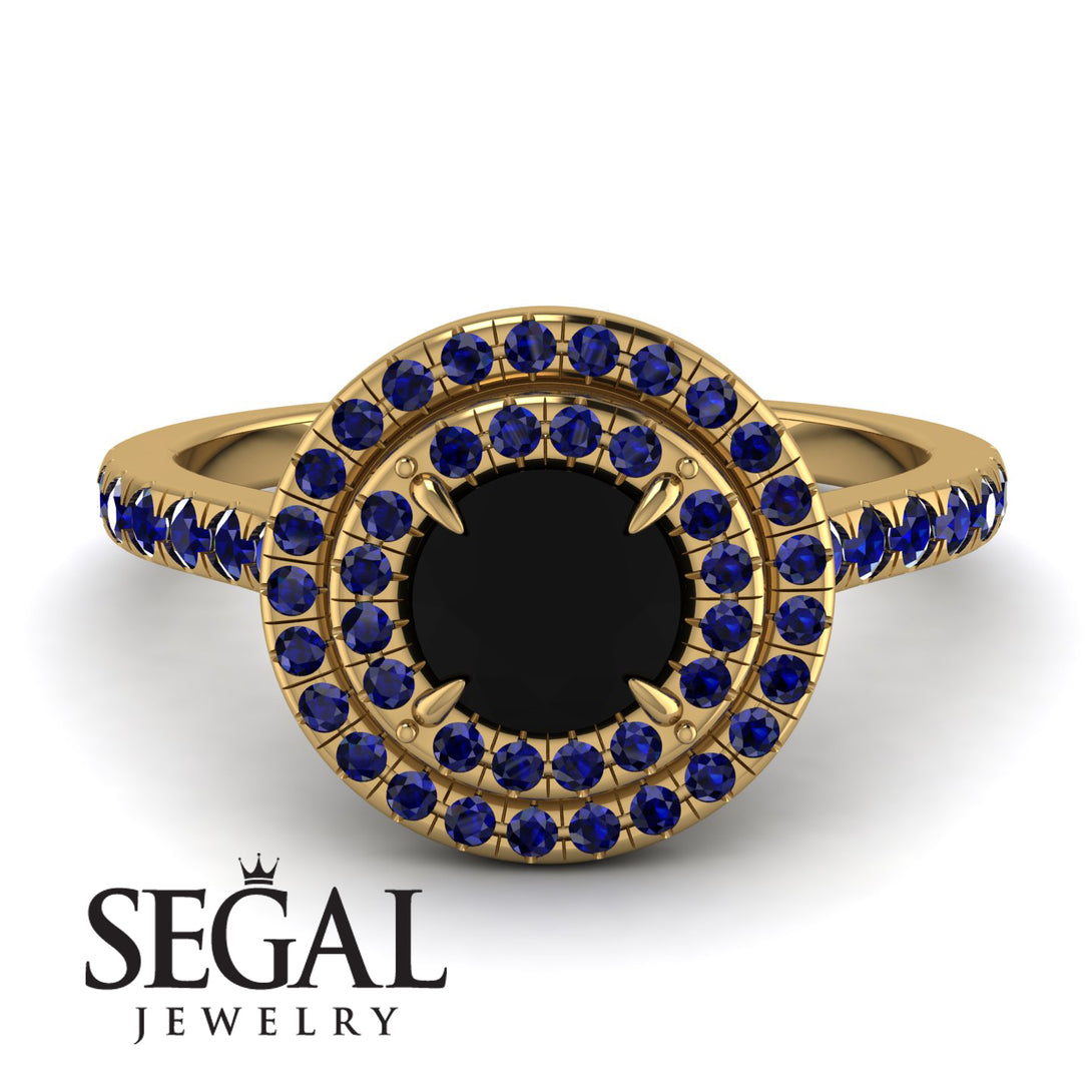 Double Halo Black Diamond Ring - Zoey No. 61