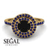 Double Halo Black Diamond Ring - Zoey No. 61