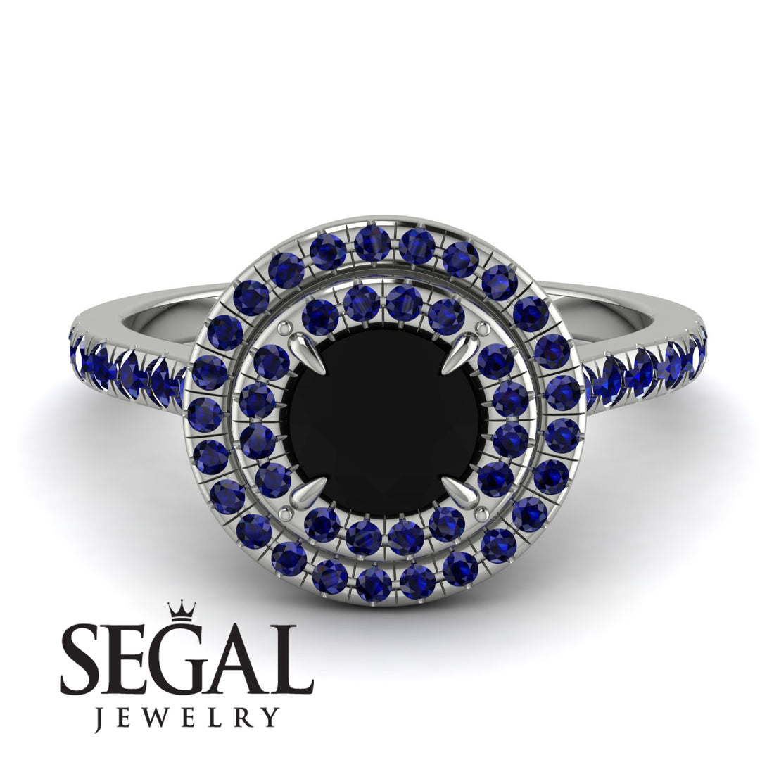 Double Halo Black Diamond Ring - Zoey No. 63