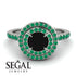 Double Halo Black Diamond Ring - Zoey No. 18