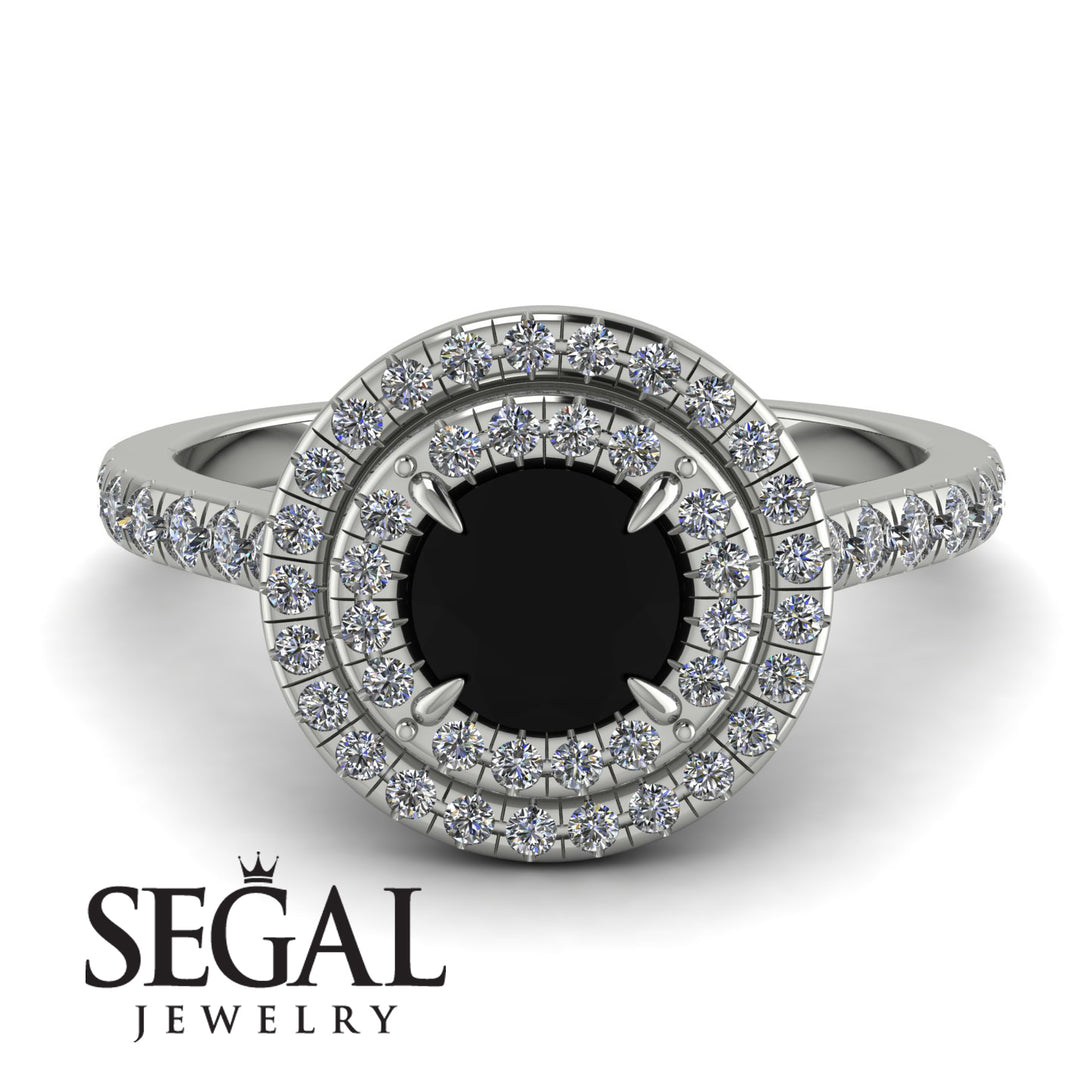 Double Halo Black Diamond Ring - Zoey No. 3