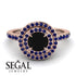 Double Halo Black Diamond Ring - Zoey No. 62