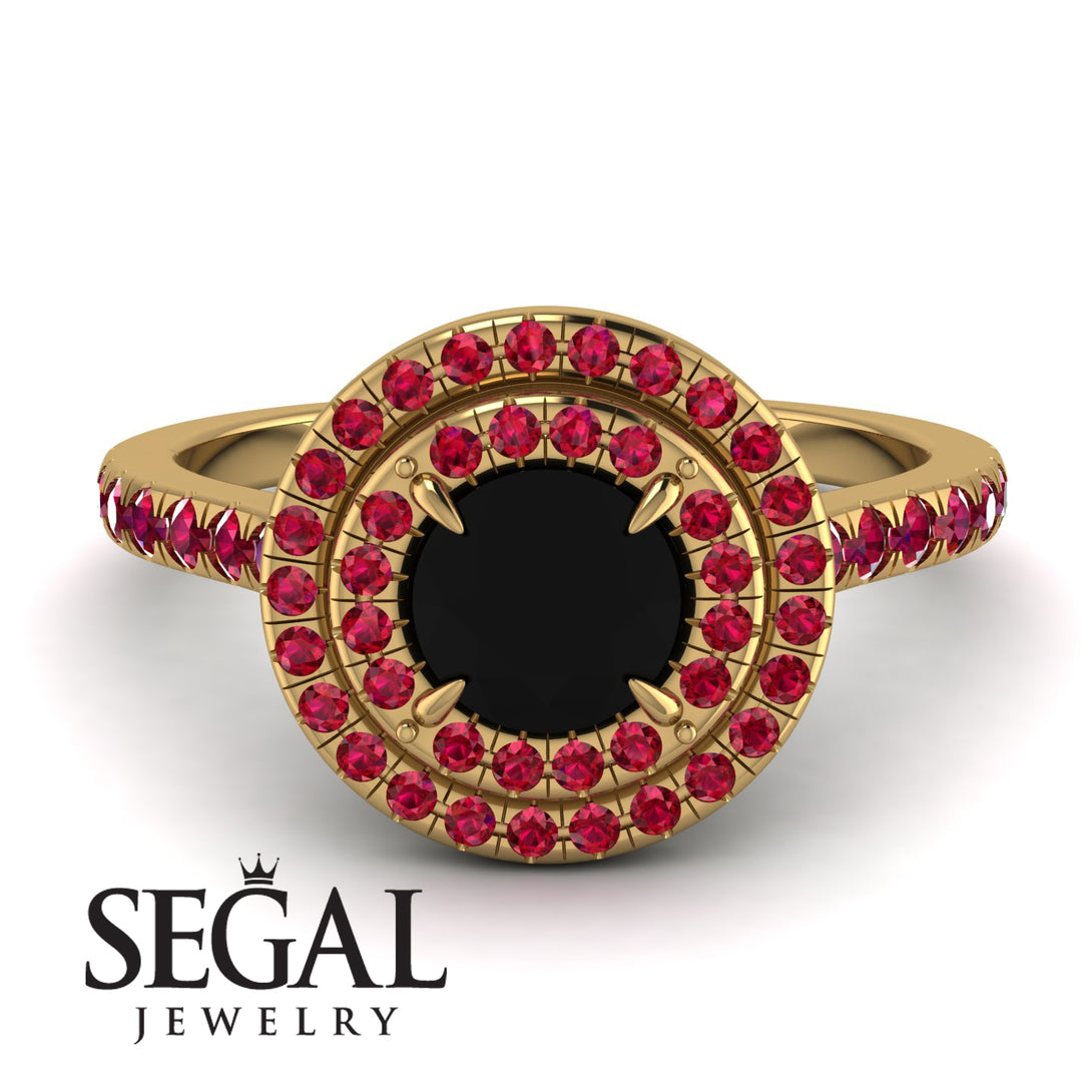 Double Halo Black Diamond Ring - Zoey No. 46