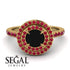 Double Halo Black Diamond Ring - Zoey No. 46 image 3