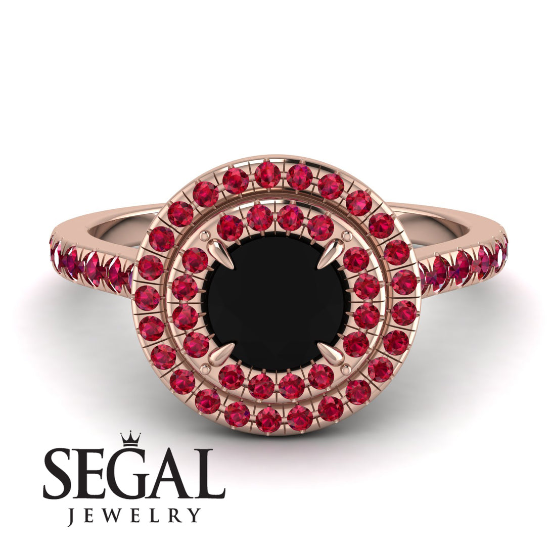 Double Halo Black Diamond Ring - Zoey No. 47
