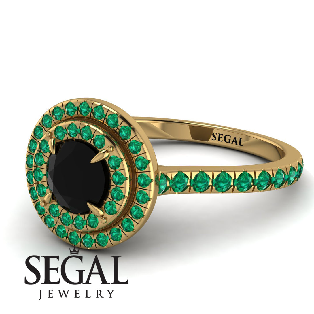 Double Halo Black Diamond Ring - Zoey No. 16