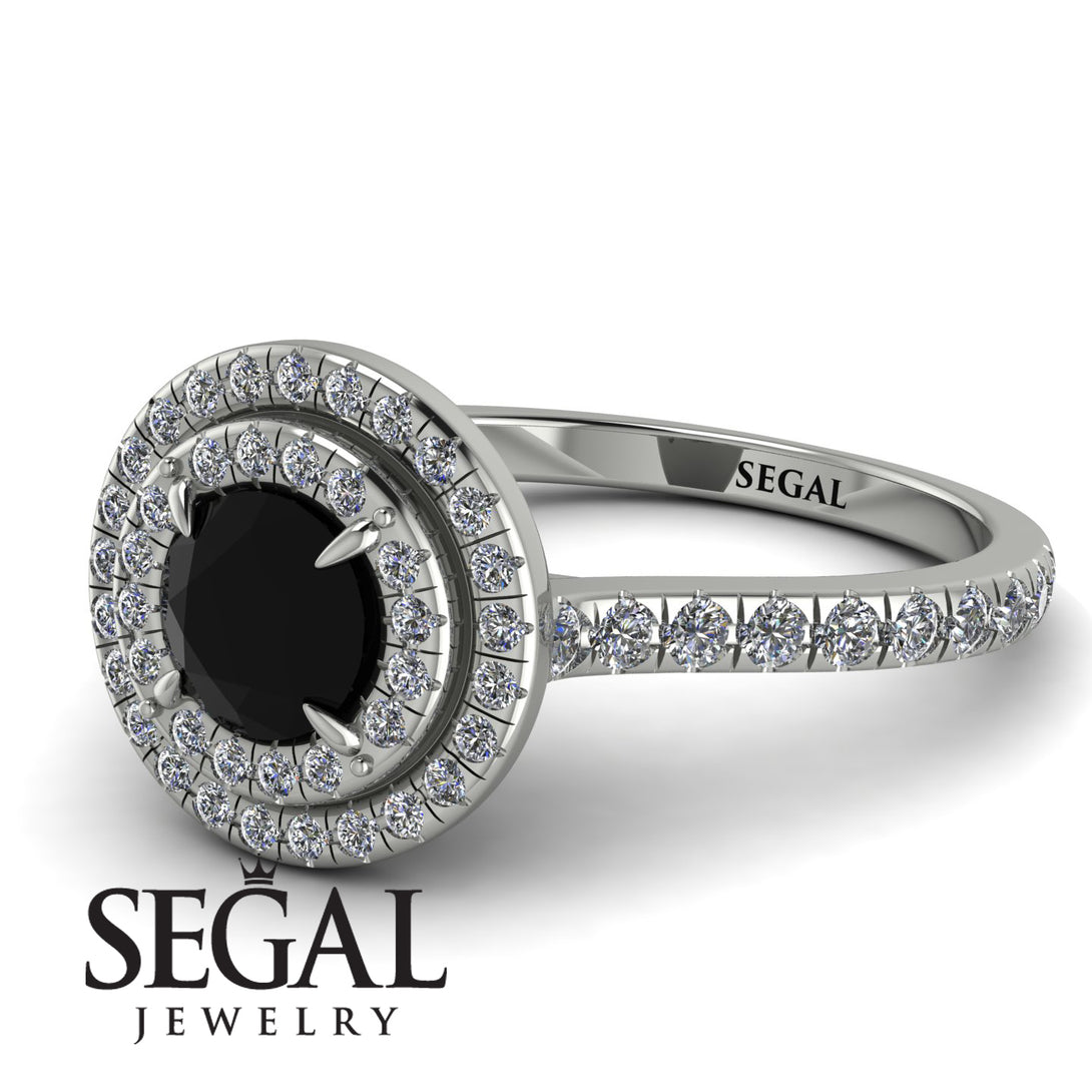 Double Halo Black Diamond Ring - Zoey No. 3