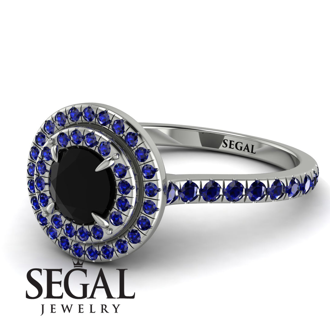 Double Halo Black Diamond Ring - Zoey No. 63