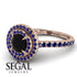 Double Halo Black Diamond Ring - Zoey No. 62