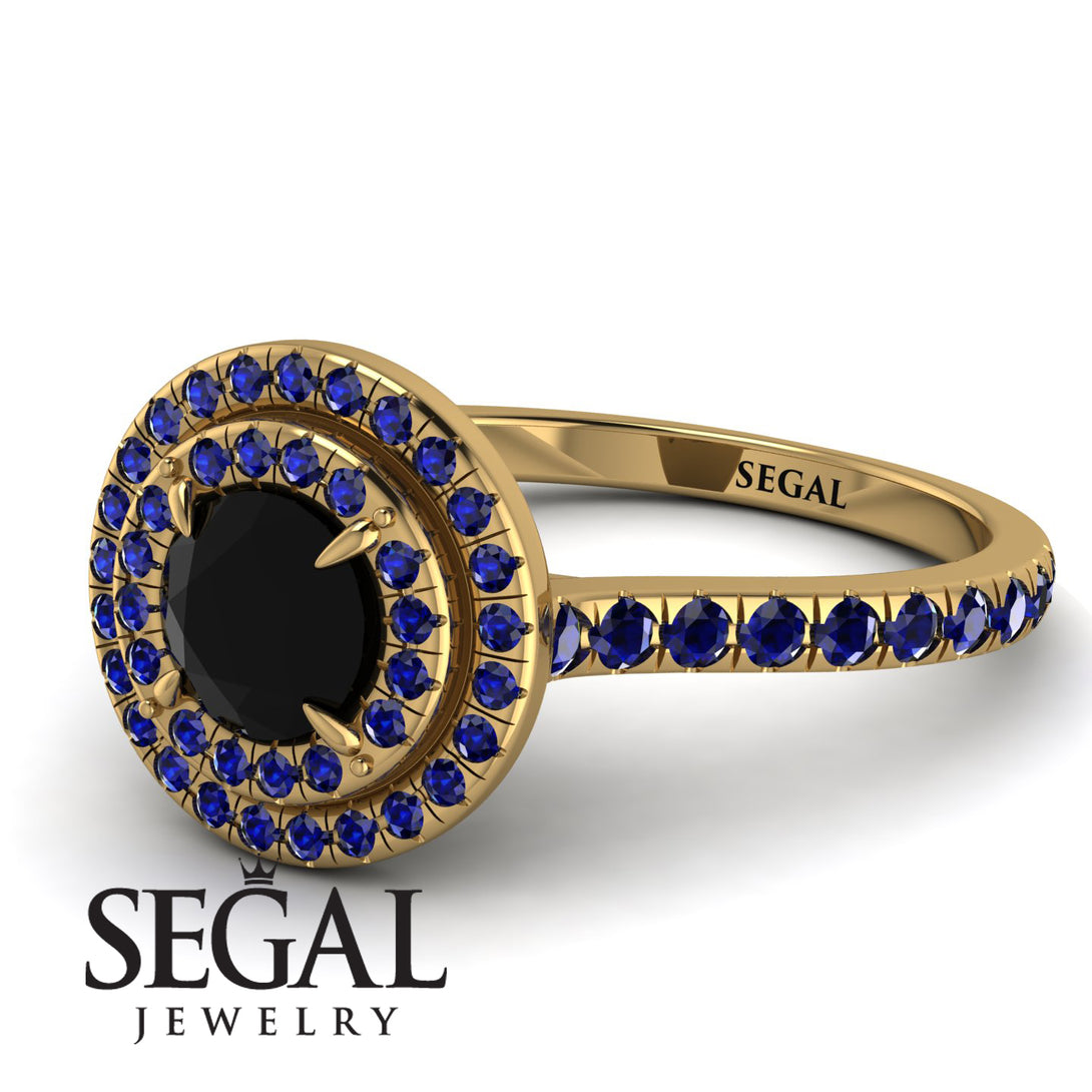 Double Halo Black Diamond Ring - Zoey No. 61