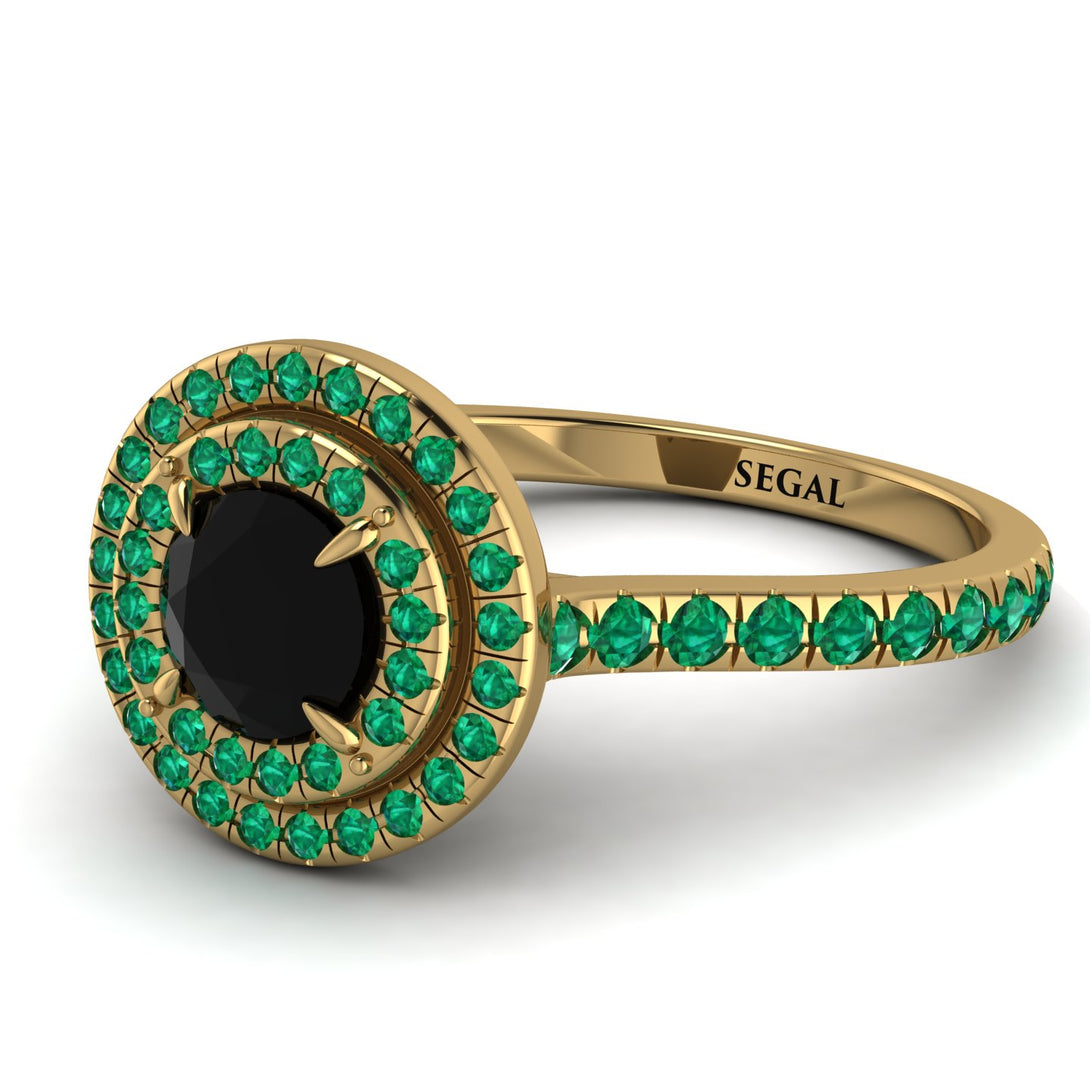 Double Halo Black Diamond Ring - Zoey No. 16