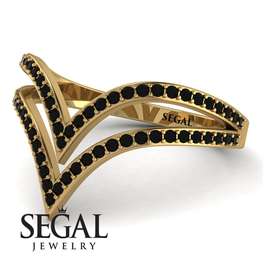 Double V Black Diamond Ring - Lyla No. 7