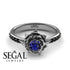 A lady's Rose Blue Sapphire with Black Diamonds Ring- Elena no. 19