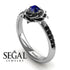A lady's Rose Blue Sapphire with Black Diamonds Ring- Elena no. 19