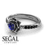 A lady's Rose Blue Sapphire with Black Diamonds Ring- Elena no. 19