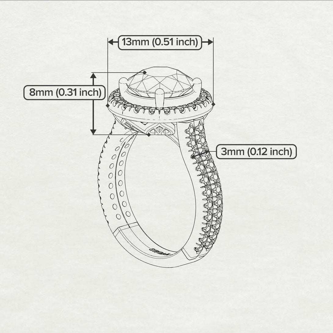 Two Tones Gorgeous Round Cut Diamond Pave Double Shank Engagement Ring With Hidden Stone - Ellen No. 78