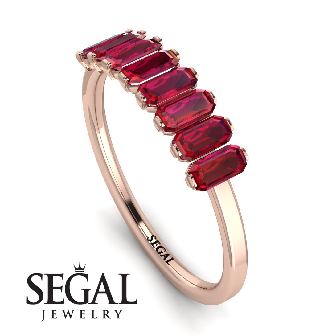 Emerald Cut Ruby Band - Esther No. 11