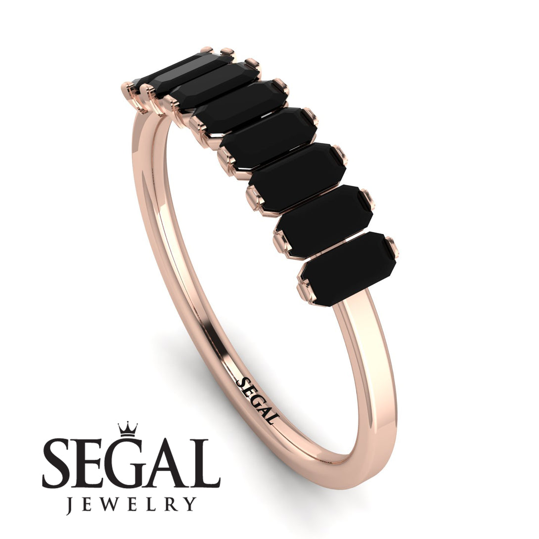 Emerald Cut Black Diamond Band - Esther No. 8