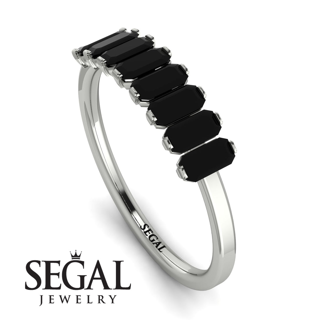 Emerald Cut Black Diamond Band - Esther No. 9
