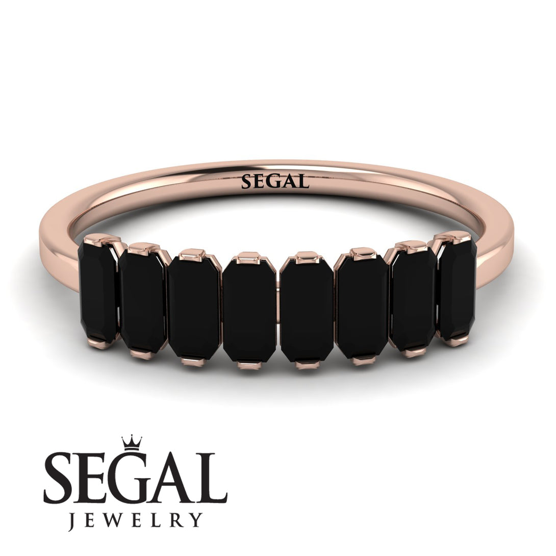 Emerald Cut Black Diamond Band - Esther No. 8