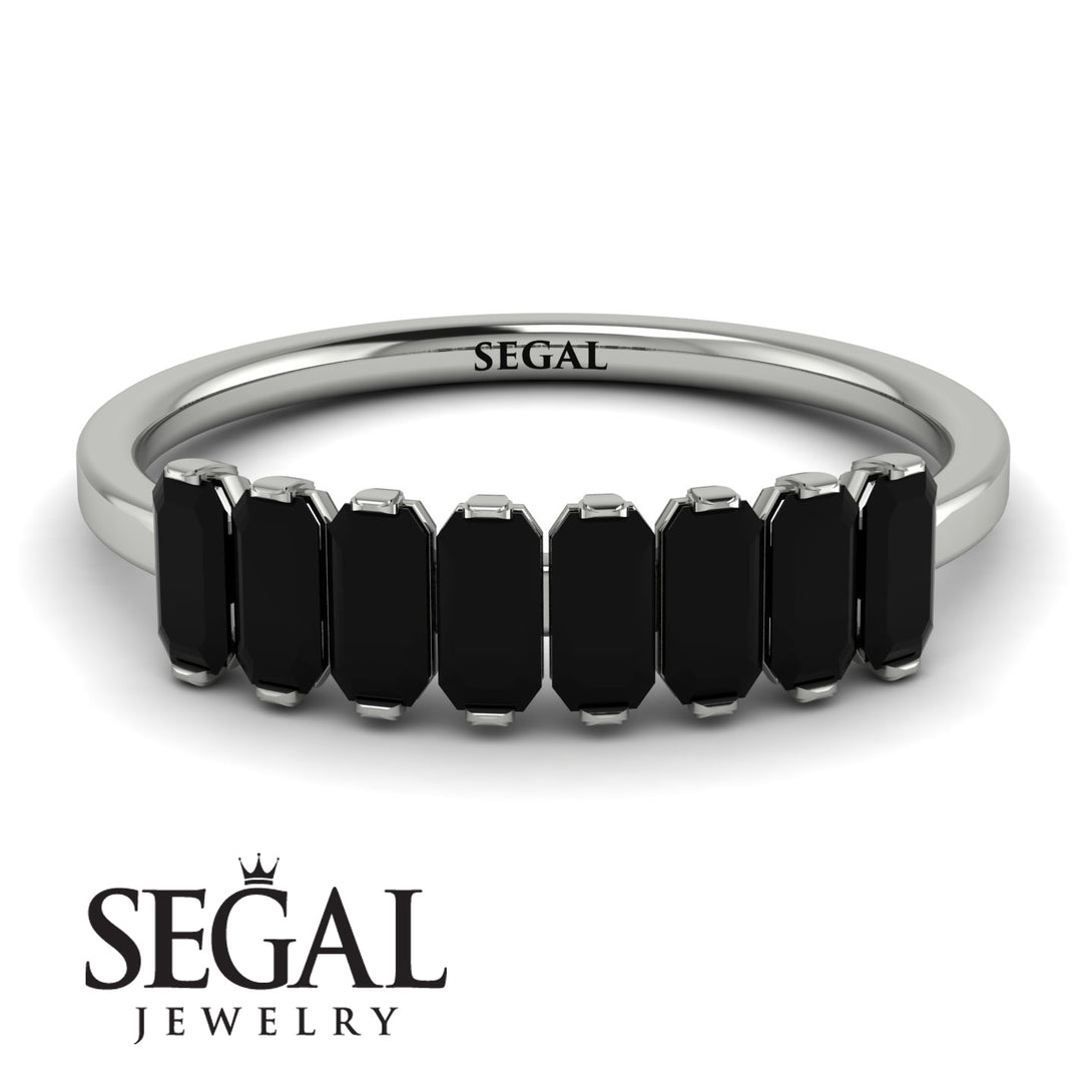 Emerald Cut Black Diamond Band - Esther No. 9