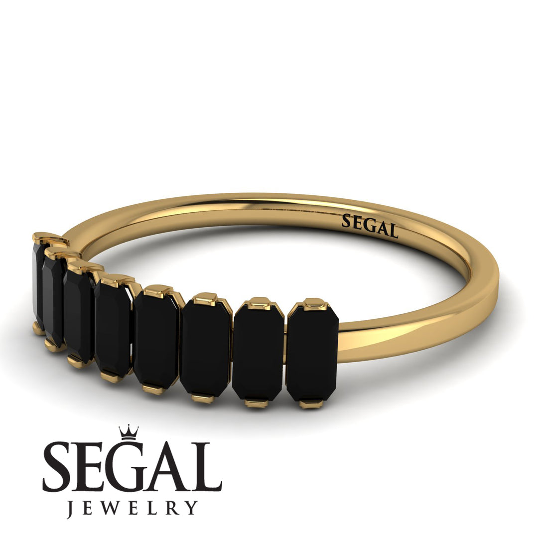 Emerald Cut Black Diamond Band - Esther No. 7