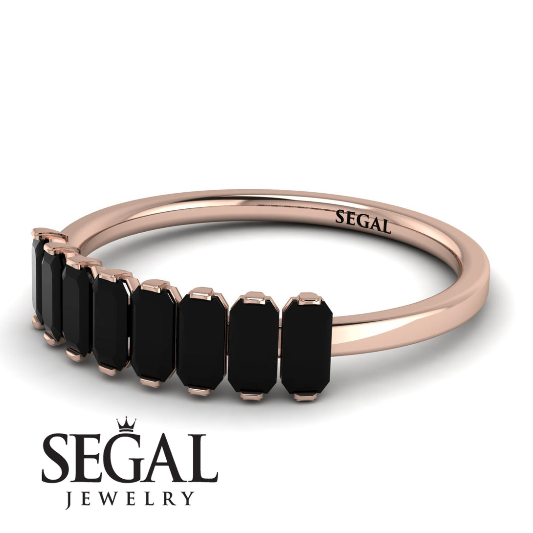 Emerald Cut Black Diamond Band - Esther No. 8
