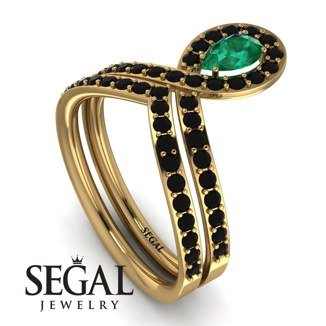 Emerald Pear Shape Stacking Bridal Set - Emilia No. 34