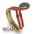 Emerald Pear Shape Stacking Bridal Set - Emilia No. 49