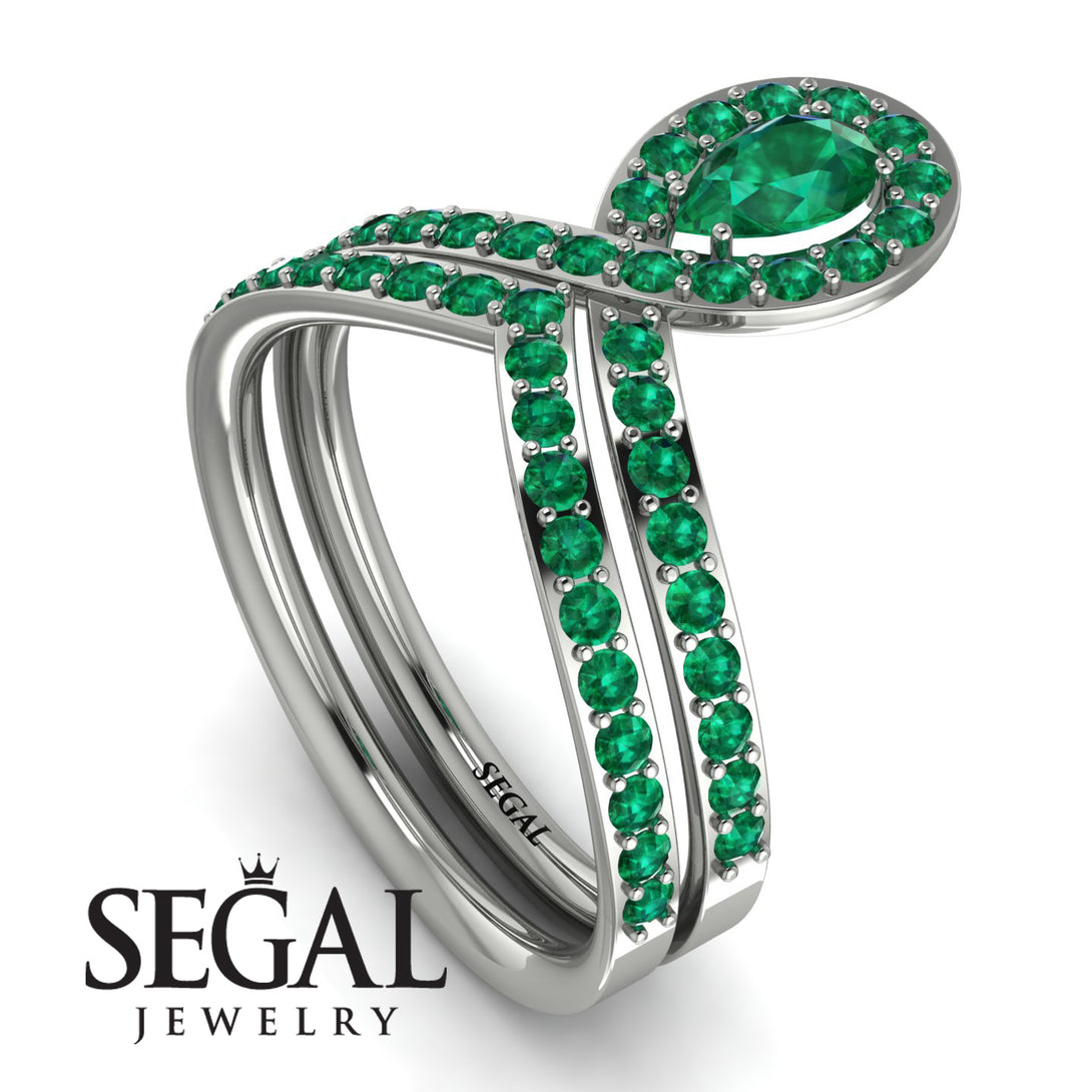 Emerald Pear Shape Stacking Bridal Set - Emilia No. 21
