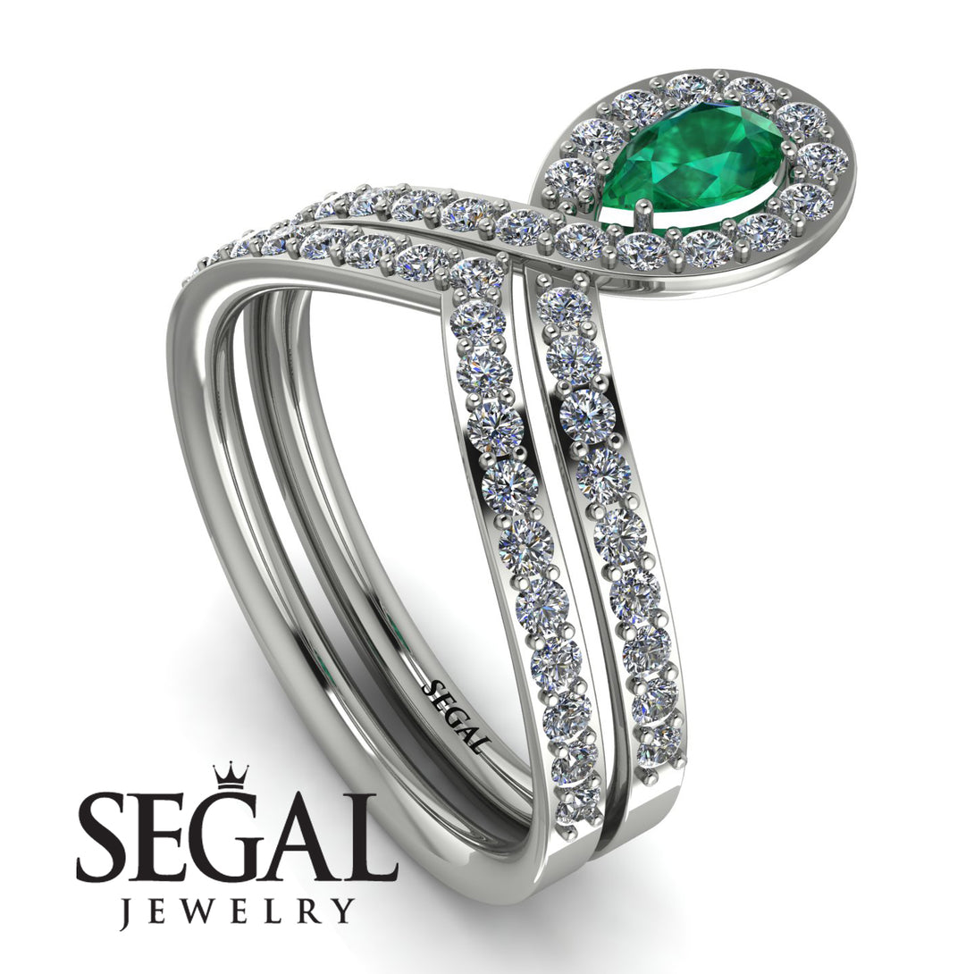 Emerald Pear Shape Stacking Bridal Set - Emilia No. 6