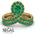Emerald Pear Shape Stacking Bridal Set - Emilia No. 19