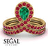 Emerald Pear Shape Stacking Bridal Set - Emilia No. 49