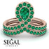 Emerald Pear Shape Stacking Bridal Set - Emilia No. 20