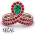 Emerald Pear Shape Stacking Bridal Set - Emilia No. 50 image 3