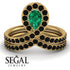 Emerald Pear Shape Stacking Bridal Set - Emilia No. 34