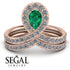 Emerald Pear Shape Stacking Bridal Set - Emilia No. 5