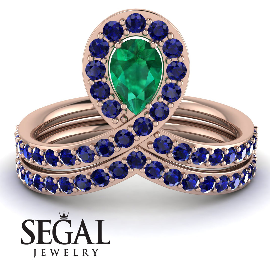 Emerald Pear Shape Stacking Bridal Set - Emilia No. 65
