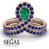 Emerald Pear Shape Stacking Bridal Set - Emilia No. 65