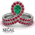 Emerald Pear Shape Stacking Bridal Set - Emilia No. 51 image 3