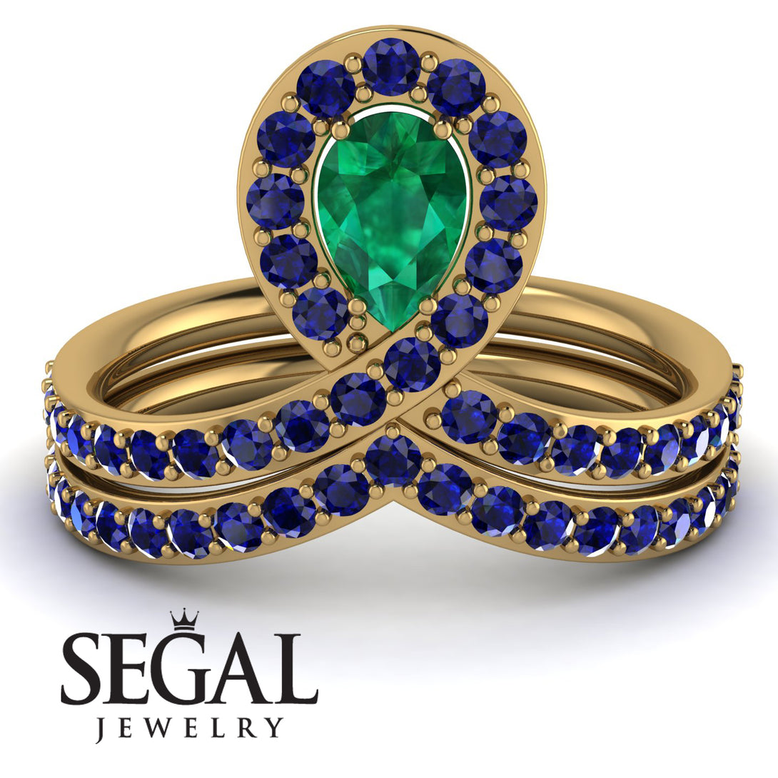 Emerald Pear Shape Stacking Bridal Set - Emilia No. 64