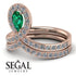 Emerald Pear Shape Stacking Bridal Set - Emilia No. 5